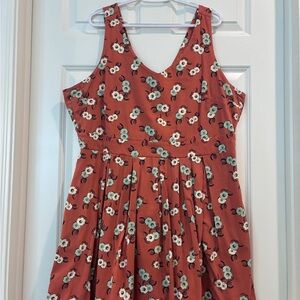 Sleeveless Floral V neck Mini Skater Dress